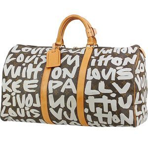 Louis Vuitton Keepall 50 Graffiti Monogram Leather Brown Travel Bag